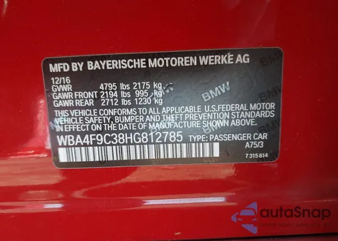 2017 BMW 430I Gran Coupe xDrive from USA, damaged, VIN WBA4F9C38HG812785